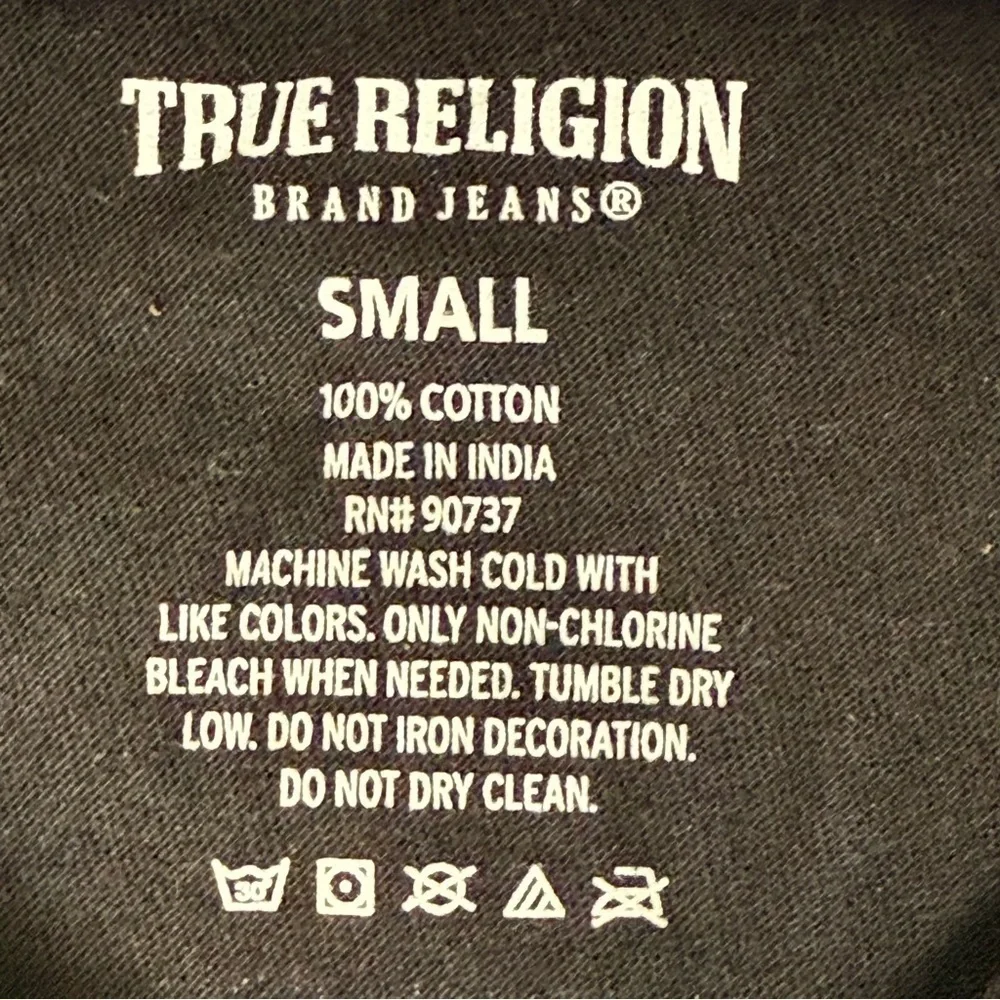 True‎ Religion Men's Small Basic Black Tee With Logo 100% Cotton